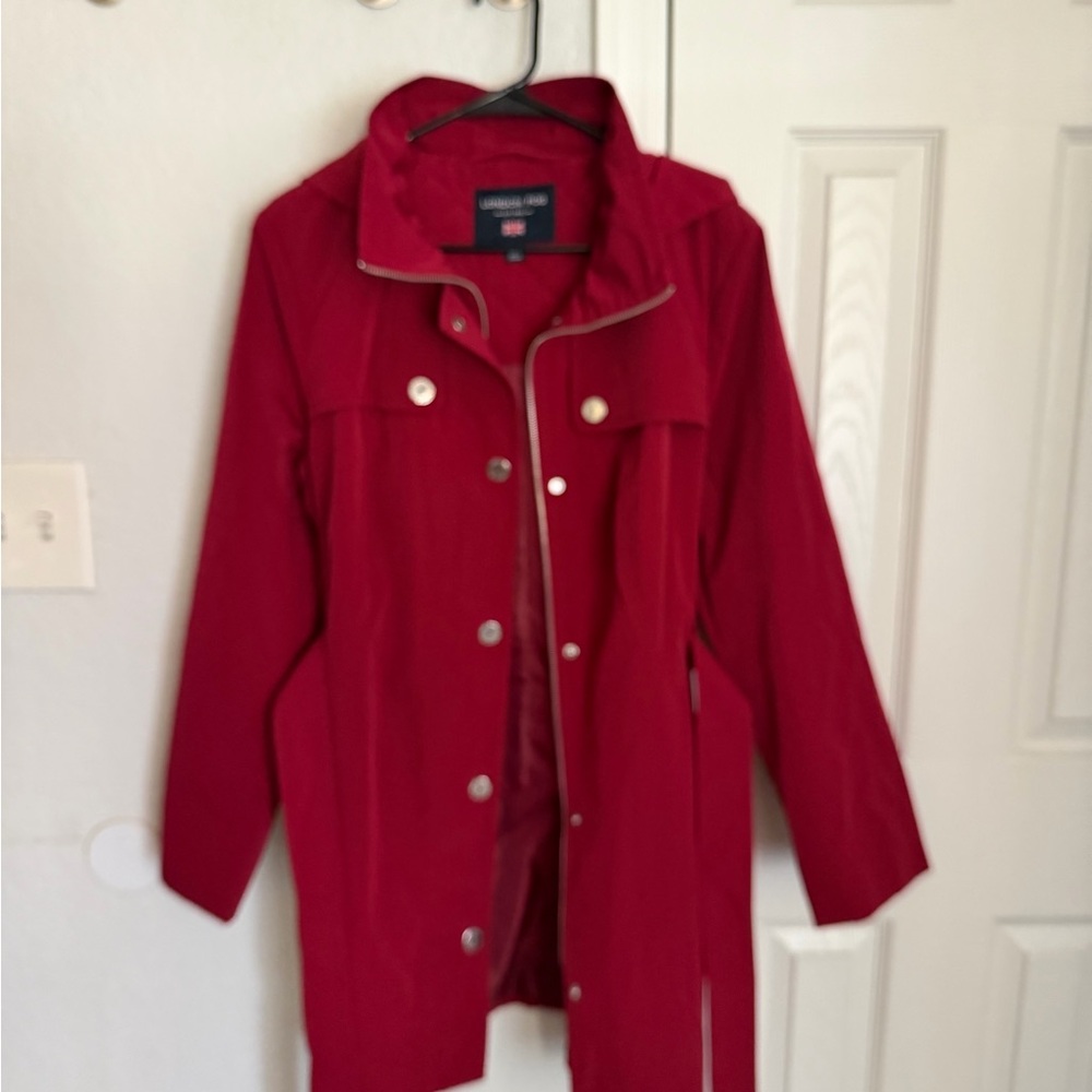 London Fog Women's Vibrant Red Trench Coat - Picture 2 of 5